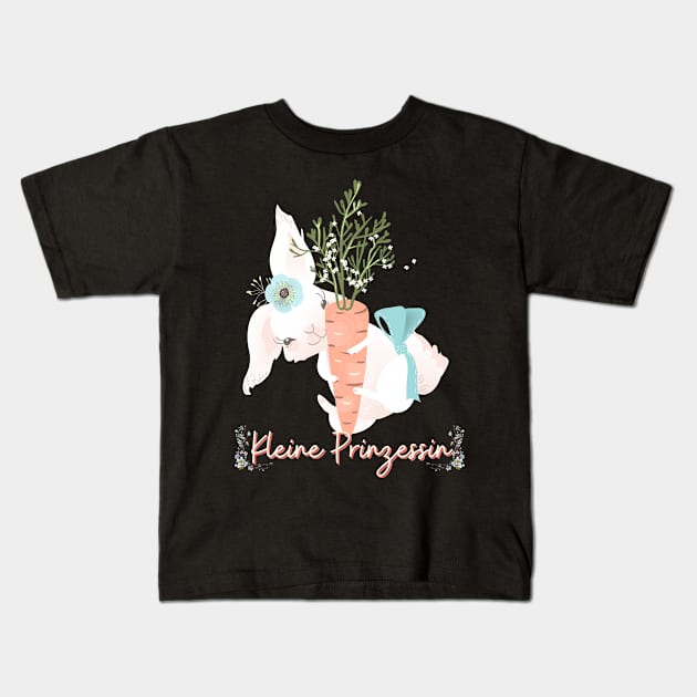 Hase Möhre Kleine Prinzessin Blumen Süß Kids T-Shirt by Maggini Art